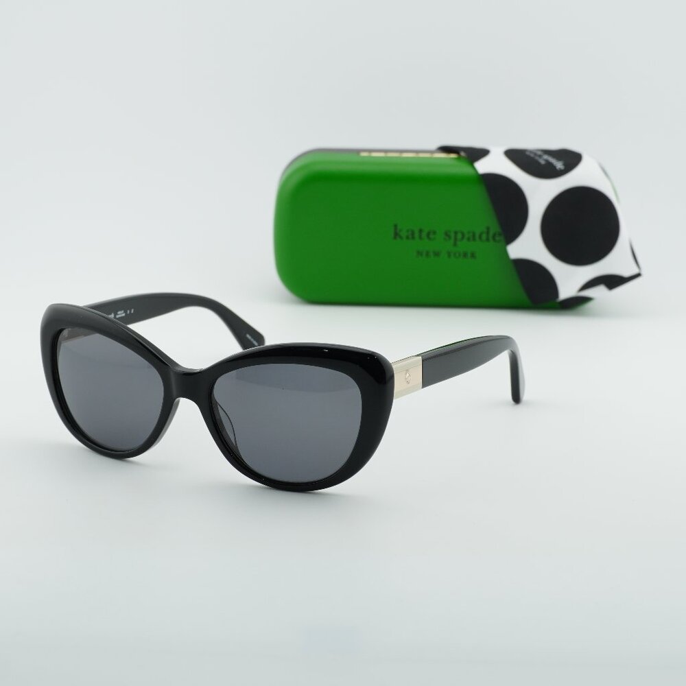 Kate Spade EMMALYNN/S 0807 M9 Cat Eye Sunglasses - Black/Grey Polarized